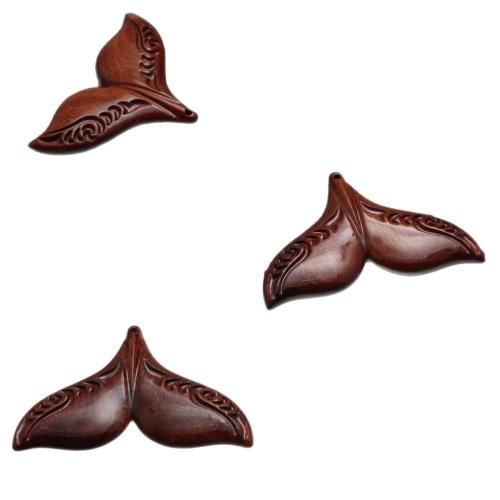 Original Wood Pendants, Mermaid tail, DIY, deep red 