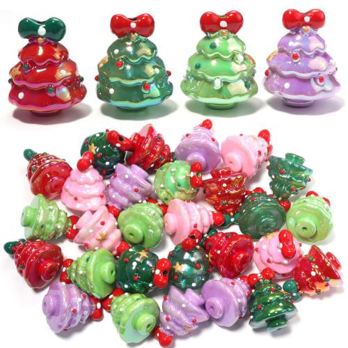 Perle acrylique, arbre de noël, Placage UV, DIY, plus de couleurs à choisir Environ 2.8mm, Vendu par PC