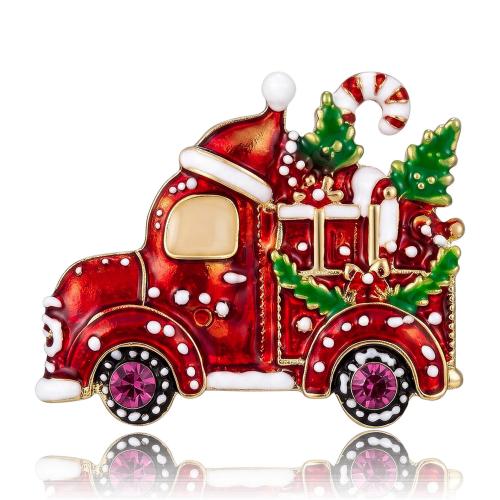 Christmas Jewelry Brooch , Zinc Alloy, Car, KC gold color plated, Christmas Design & for woman & enamel 