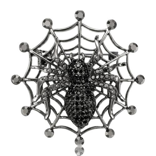 Halloween Brooch, Zinc Alloy, Spider, plated, Halloween Design & for woman & with rhinestone 