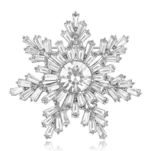 Christmas Jewelry Brooch , Zinc Alloy, Snowflake, plated, Christmas Design & for woman & with rhinestone 