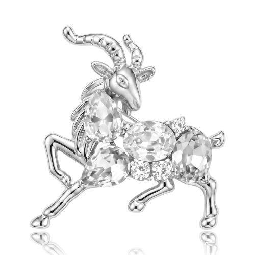 Rhinestone Zinc Alloy Brooch, Sheep, plated, for woman & with rhinestone 