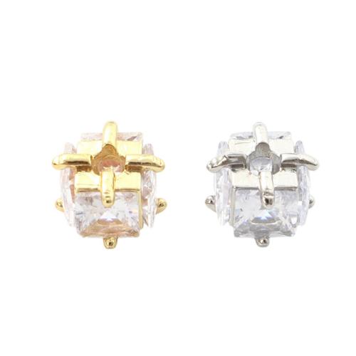 Brass Spacer Beads, plated, DIY & micro pave cubic zirconia 9.1mm Approx 2.5mm 