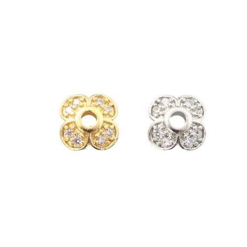 Messing Perlenkappe, plattiert, DIY & Micro pave Zirkonia, keine, 7.1x7.1x2.6mm, verkauft von PC[