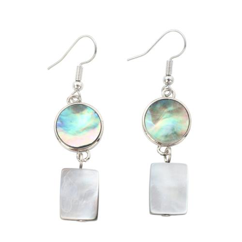 Abalone Shell Drop Earring, with Black Shell & Brass, fashion jewelry & for woman 