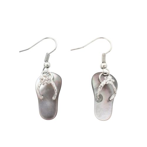 Black Shell Drop Earring, with Brass, Slipper, fashion jewelry & for woman 