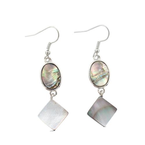 Abalone Shell Drop Earring, with Black Shell & Brass, fashion jewelry & for woman 