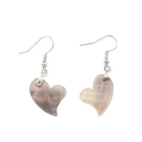 Black Shell Drop Earring, with Brass, Heart, fashion jewelry & for woman 