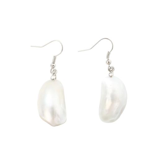 White Shell Drop Earring, with Brass, fashion jewelry & for woman 