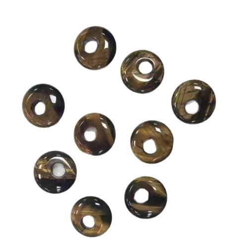 Perles d'Oeil de tigre, DIY & grand trou, Jaune, 12mm Environ 4mm, Vendu par PC