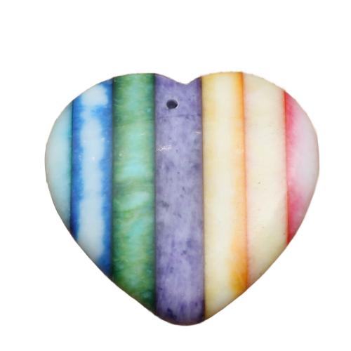 Pendentif bijoux de pierre gemme, coeur, poli, Patchwork & teints & DIY, multicolore Vendu par PC