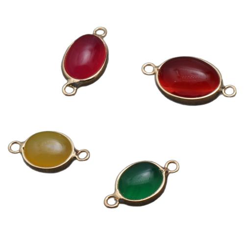 Gemstone Jewelry Connectors, with Zinc Alloy, Oval, plated, dyed & DIY & 1/1 loop 