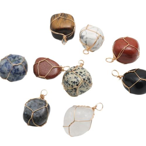 Gemstone Zinc Alloy Pendants, with Zinc Alloy, plated, DIY  