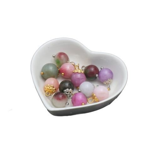 Gemstone Zinc Alloy Pendants, with Zinc Alloy, plated, DIY, mixed colors, 12mm 