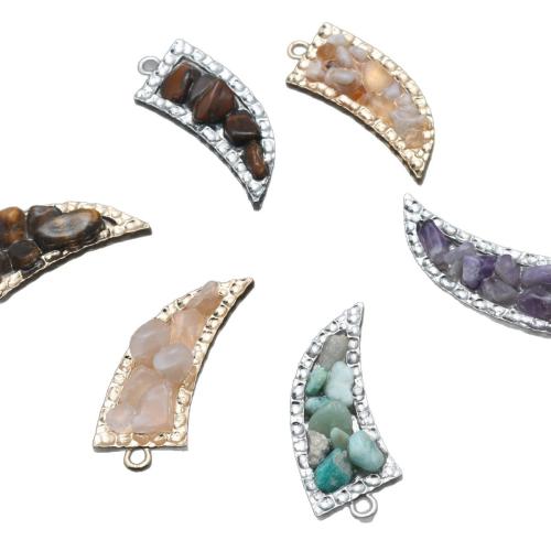 Gemstone Zinc Alloy Pendants, with Zinc Alloy, Horn, plated, DIY, mixed colors 