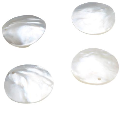 White Shell Pendants, Flat Round, polished, DIY, white, 30mm 