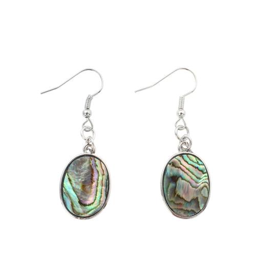 Abalone Shell Drop Earring, with Brass, Flat Oval, fashion jewelry & for woman 