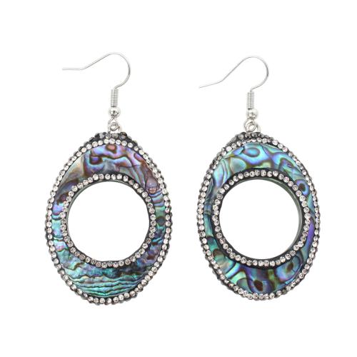 Abalone Shell Drop Earring, with Brass, fashion jewelry & for woman & with rhinestone & hollow 