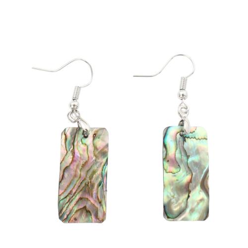 Abalone Shell Drop Earring, with Brass, Rectangle, fashion jewelry & for woman 
