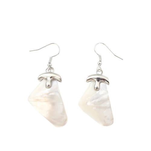 White Shell Drop Earring, with Brass, fashion jewelry & for woman 