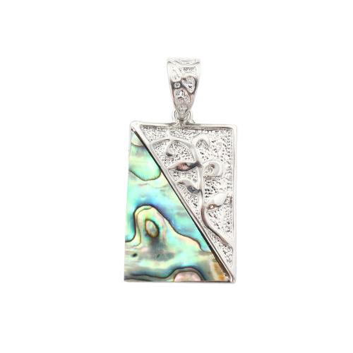 Abalone Shell Pendants, with Brass, Rectangle, DIY 