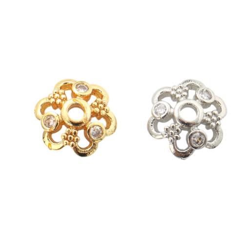 Messing Perlenkappe, plattiert, DIY & Micro pave Zirkonia, keine, 9.9x9.9x3mm, verkauft von PC[