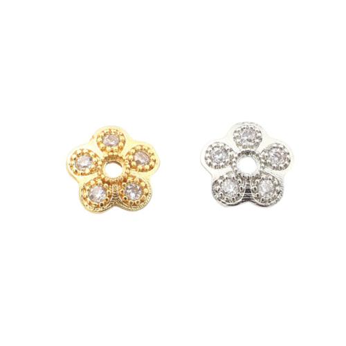 Messing Perlenkappe, plattiert, DIY & Micro pave Zirkonia, keine, 7.4x7.4x2mm, verkauft von PC[