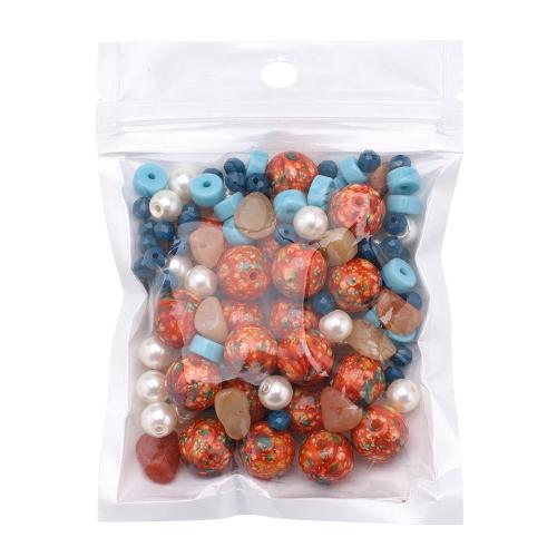 Gemischte Glasperlen, Glas, mit Natürlicher Kies & Kunststoff Perlen, plattiert, DIY, keine, ca. 150PCs/Tasche, verkauft von Tasche