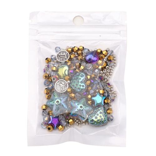 Gemischte Glasperlen, Glas, mit Zinklegierung, plattiert, DIY, keine, 100x70x20mm, 210PCs/Tasche, verkauft von Tasche