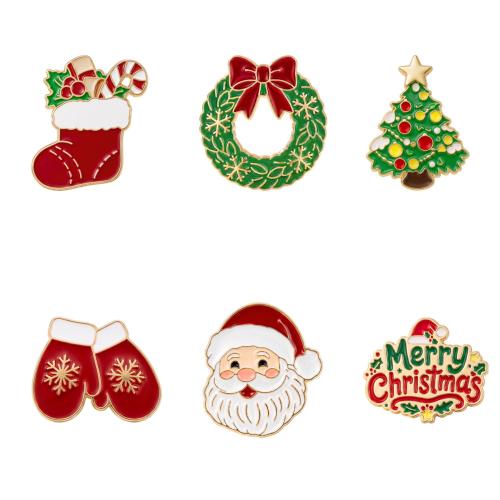 Zinc Alloy Badge, plated, Christmas Design & Unisex & enamel 