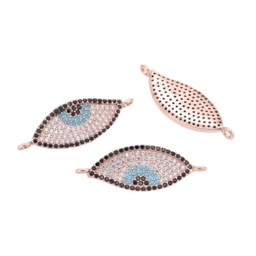 Cubic Zirconia Micro Pave Brass Connectors, Evil Eye, plated, DIY & micro pave cubic zirconia 32mm 