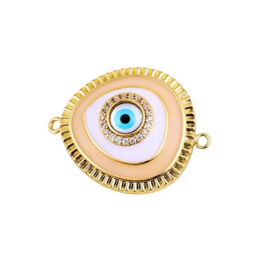 Evil Eye Jewelry Connector, Brass, gold color plated, DIY & micro pave cubic zirconia & enamel 