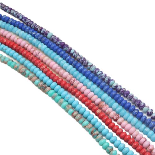 Synthetische Türkis Perlen, flache Runde, poliert, DIY, keine, 5x8mm, 76PCs/Strang, verkauft von Strang[