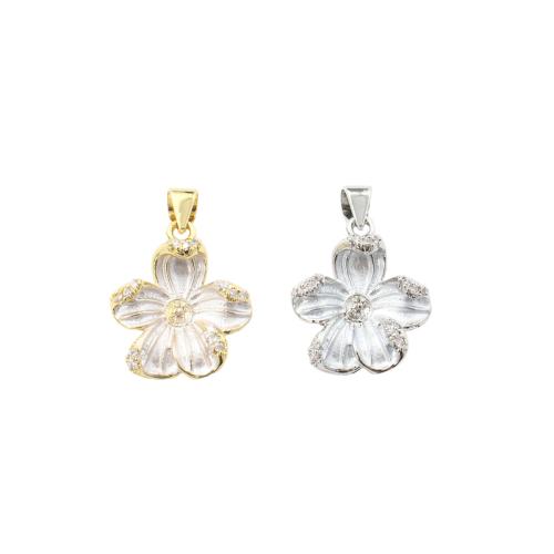 Brass Pendant Rhinestone Setting, Flower, plated, DIY & micro pave cubic zirconia 