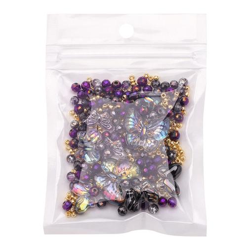 Gemischte Glasperlen, Glas, Schmetterling, bunte Farbe plattiert, DIY, keine, verkauft von Tasche