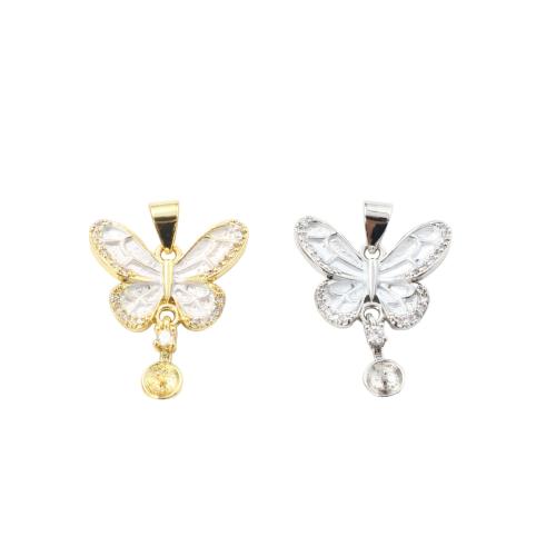 Brass Pendant Rhinestone Setting, Butterfly, plated, DIY & micro pave cubic zirconia 