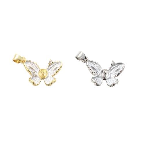 Brass Pendant Rhinestone Setting, Butterfly, plated, DIY & micro pave cubic zirconia 