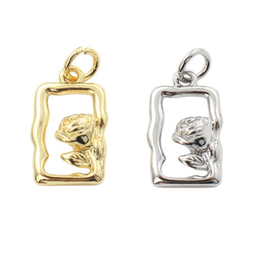 Brass Flower Pendants, plated, DIY & with flower pattern & hollow 