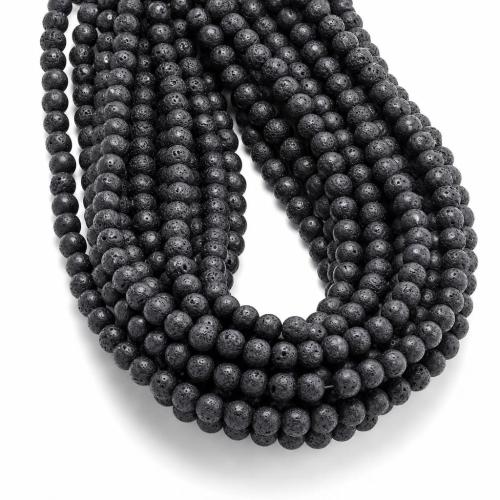 Perles de lave naturelle, lave volcanique, Rond, DIY, 6mm Environ 38 cm, Vendu par brin[