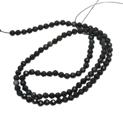Single Gemstone Beads, Gold Obsidian, Round, DIY & faceted 
