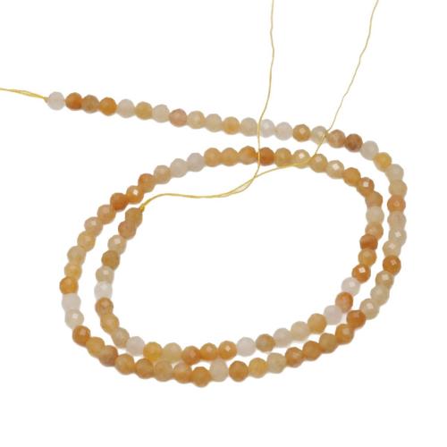 Jade Yellow Bead, Round, DIY & faceted, white 