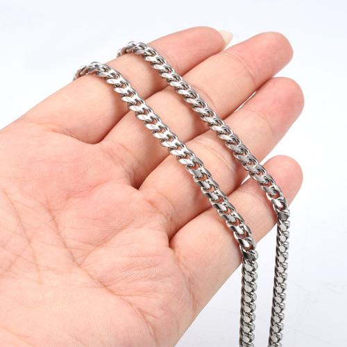 chaîne de gourmette en inox, Acier inoxydable 304, DIY & normes différentes pour le choix, couleur originale, Vendu par m[
