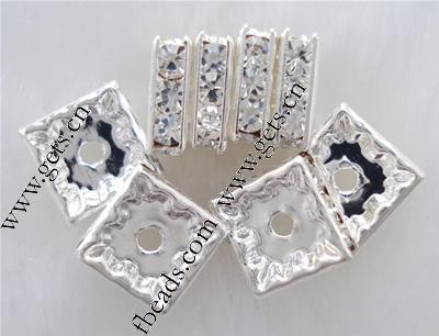 Strass carrés entretoise, laiton, Squaredelle, Placage, avec strass, plus de couleurs à choisir, grade A, 10x10mm, 100PC/sac, Vendu par sac