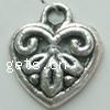 Zinc Alloy Heart Pendants, plated nickel, lead & cadmium free 