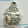 Zinc Alloy Message Pendants, Oval, word dream, plated nickel, lead & cadmium free 