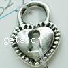 Zinc Alloy Heart Pendants, plated nickel, lead & cadmium free 