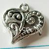 Zinc Alloy Heart Pendants, plated nickel, lead & cadmium free 