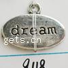 Zinc Alloy Message Pendants, Oval, plated nickel, lead & cadmium free 