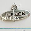 Zinc Alloy Message Pendants, Oval, plated nickel, lead & cadmium free 