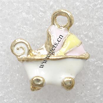 Fahrzeug Zinklegierung Anhänger, Baby Kinderwagen, plattiert, Emaille, keine, 16x16x6mm, verkauft von PC